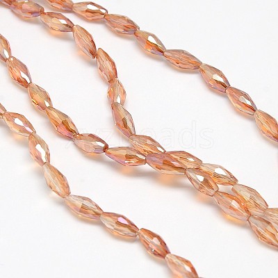Electroplate Crystal Glass Rice Beads Strands EGLA-F042-A01-1