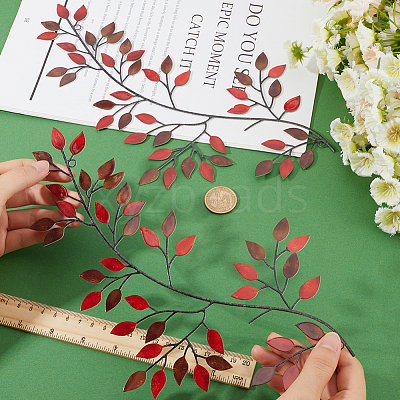 Iron Leaves Branch  Wall Decorations AJEW-WH0513-30B-1
