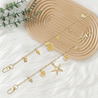 2Pcs 2 Styles Ocean Brass Bag Decorative Chains HJEW-SC0003-24A-1