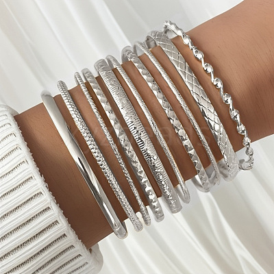 10Pcs Alloy Bangles for Women FS-WG33CDB-02-1