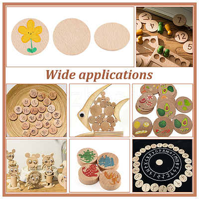 200Pcs Beech Wooden Round Pieces WOOD-NB0002-94B-1
