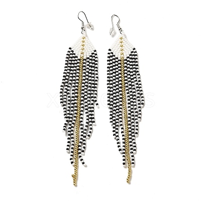 Bohemia Woven Glass Seed Bead Dangle Earrings EJEW-A046-04A-1
