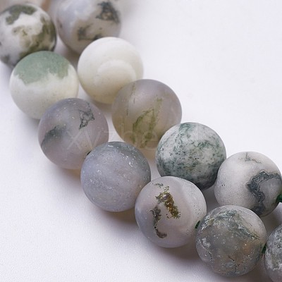 Natural Tree Agate Bead Strands G-J376-11F-8mm-1