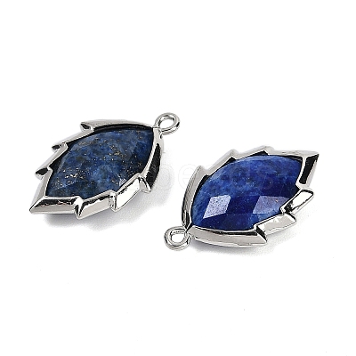 Natural Dyed Lapis Lazuli Faceted Leaf Pendants G-I375-04P-03-1