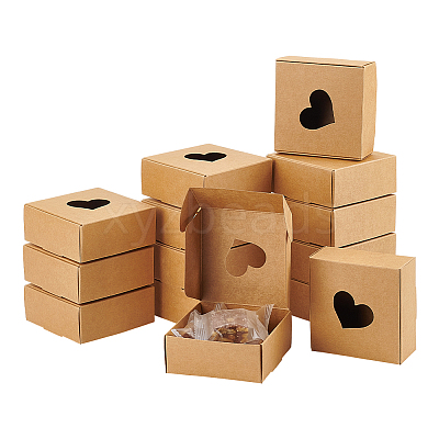 Square Hollow Out Heart Kraft Paper Storage Gift Boxes CON-WH0095-66A-1