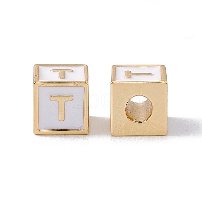 Rack Plating Brass Enamel Beads KK-B060-04G-04T-1