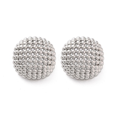 Rack Plating Half Round Brass Stud Earrings EJEW-M029-08P-1