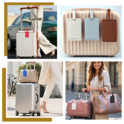 5Pcs 5 Colors Rectangle PU Leather Luggage Tag AJEW-ME0002-85-1