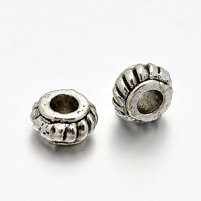 Tibetan Style Alloy Rondelle Spacer Beads PALLOY-E381-04-4mm-NR-1