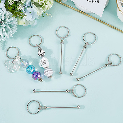 10Pcs Iron Bar Beadable Keychain Clasps AJEW-SC0003-89P-1