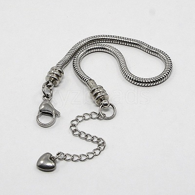 Tarnish Resistant 304 Stainless Steel European Round Snake Chains Bracelets STAS-J015-06-1