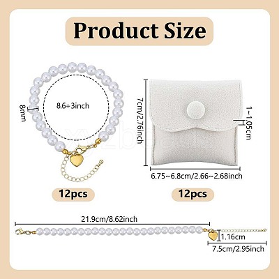 12Pcs Round ABS Plastic Imitation Pearl Bead Bracelets BJEW-OC00004-1