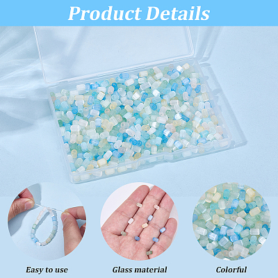 96G 8 Colors Imitation Cat Eye Glass Cylinder Seed Beads GLAA-SC0003-20A-1