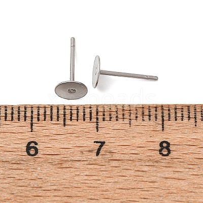 Tarnish Resistant 316 Surgical Stainless Steel Flat Round Blank Peg Stud Earring Settings X-STAS-R073-06-1