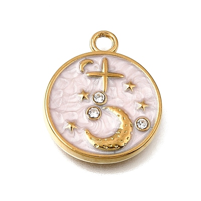 304 Stainless Steel Enamel Pendants STAS-D393-01G-1
