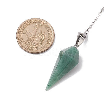 Natural & Synthetic Mixed Gemstone Pointed Dowsing Pendulums PALLOY-JF02609-02-1