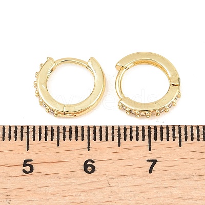 Brass Cubic Zirconia Hoop Earrings EJEW-A156-13A-G-1