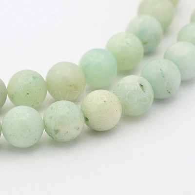 Natural Flower Amazonite Round Bead Strands G-P070-33-4mm-1