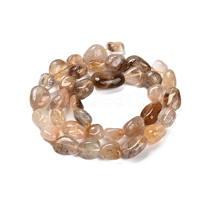 Natural Gold Rutilated Quartz Beads Strands G-P568-C09-01-1