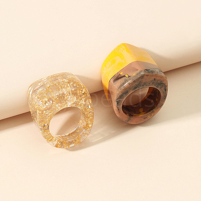 2Pcs Resin Finger Rings Sets FS-WG878B8-01-1