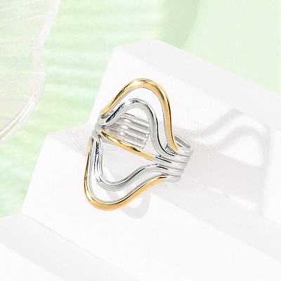 304 Stainless Steel Open Cuff Rings for Women RJEW-K321-01H-1