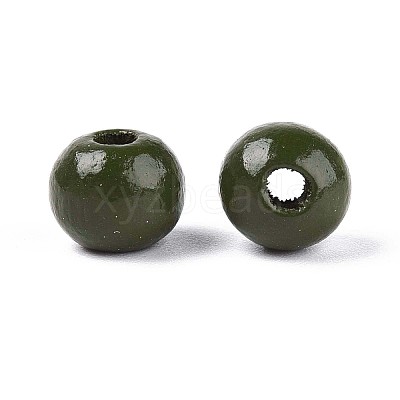 Spray Painted Round Natural Schima Wood Beads WOOD-A018-8mm-14-1