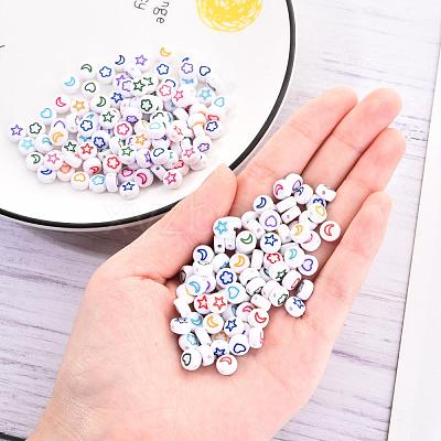 White Opaque Acrylic Beads MACR-YW0001-19B-1