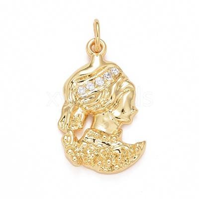 Rack Plating Brass Clear Cubic Zirconia Pendants KK-M229-18G-1
