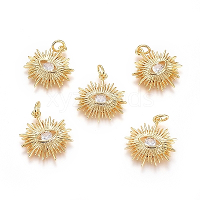Brass Micro Pave Cubic Zirconia Pendants X-ZIRC-G166-12G-1