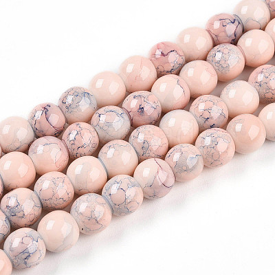Baking Paint Glass Beads Strands DGLA-N003-8mm-C02-1