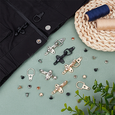 6 Sets 6 Colors Alloy Interlocking Clasps for Coat Down Jacket Sewing Accessories FIND-BC0014-21A-1