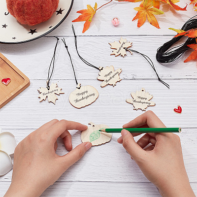 36Pcs 3 Styles Thanks Giving Themed Wood Pendants WOOD-OC0002-75-1