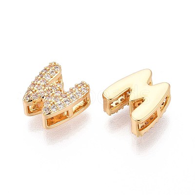 Brass Micro Pave Clear Cubic Zirconia Beads KK-T071-17G-W-1