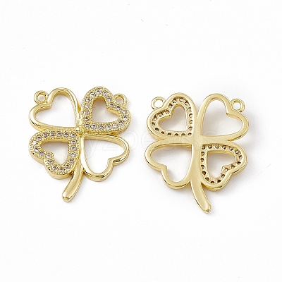 Brass Micro Pave Clear Cubic Zirconia Pendants KK-E068-VC021-1