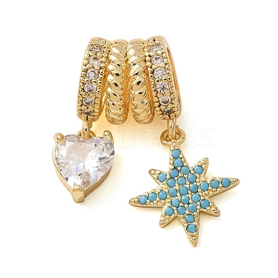 Brass Micro Pave Cubic Zirconia European Dangle Charms CU-CBA2C2D-17G-01-1