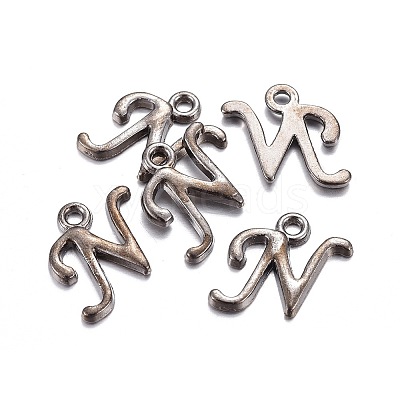 Gunmetal Plated Alloy Letter Pendants LS-X-PALLOY-J718-01B-N-1