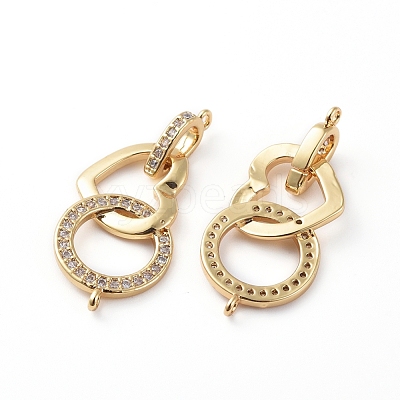 Brass Micro Pave Clear Cubic Zirconia Links Connectors ZIRC-L076-035G-1