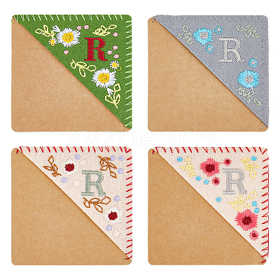 4Pcs 4 Style Felt Embroidery Bookmarks FIND-HY0003-46R-1