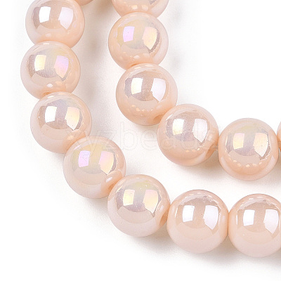 Electroplate Opaque Glass Beads Strands GLAA-T032-P8mm-AB09-1
