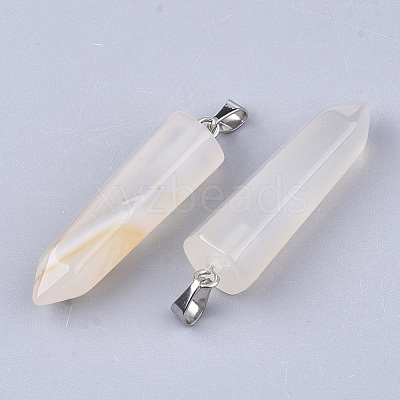 Natural White Agate Point Pendants G-R220-34P-1