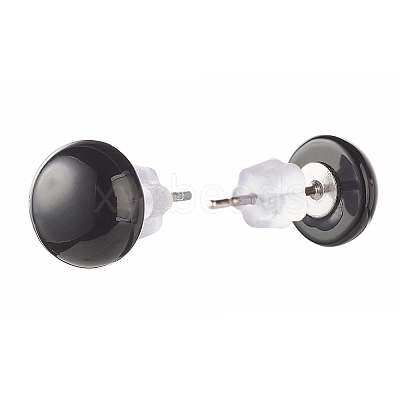 Half Round Natural Mixed Gemstone Stud Earrings for Girl Women X-EJEW-JE04664-1
