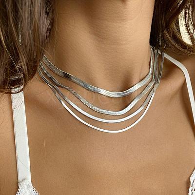 304 Stainless Steel Snake Chain Necklaces for Women WG80FEF-34-1