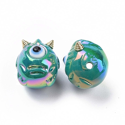 UV Plating Rainbow Iridescent Acrylic Beads OACR-A018-03E-1