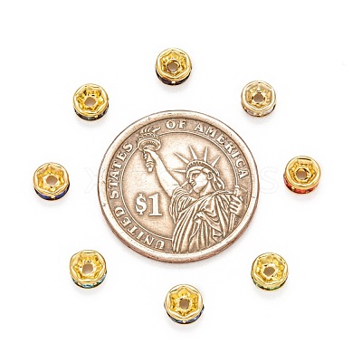 Brass Rhinestone Spacer Beads RB-A014-Z6mm-G-1