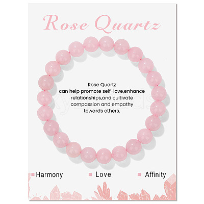 Synthetic Rose Quartz Beaded Stretch Bracelets PW-WG7FE75-13-1-1