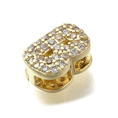 Brass Micro Pave Cubic Zirconia Letter Multi-Strand Links KK-D295-32G-02-1