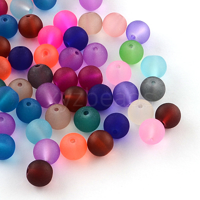 Transparent Frosted Glass Beads FGLA-R001-10mm-M-1