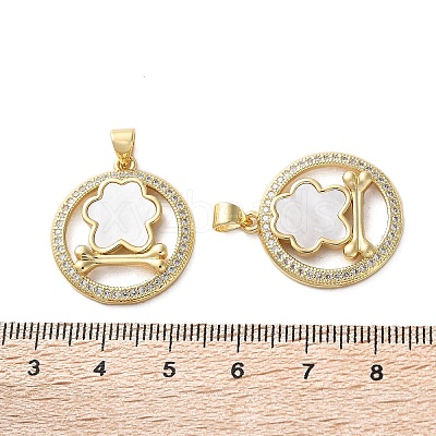 Brass Micro Pave Cubic Zirconia Pendants KK-U070-30G-1