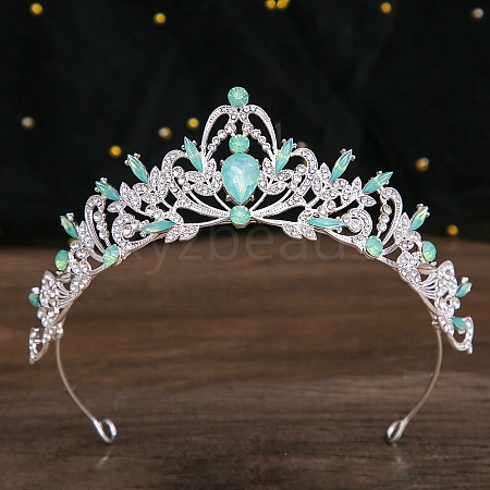 Alloy Rhinestone Crown Hair Bands for Woman Girls PW-WGB2F57-19-1