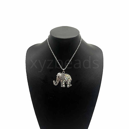 Fashionable Alloy Rhinestone Elephant Pendant Necklaces YA1803-2-1